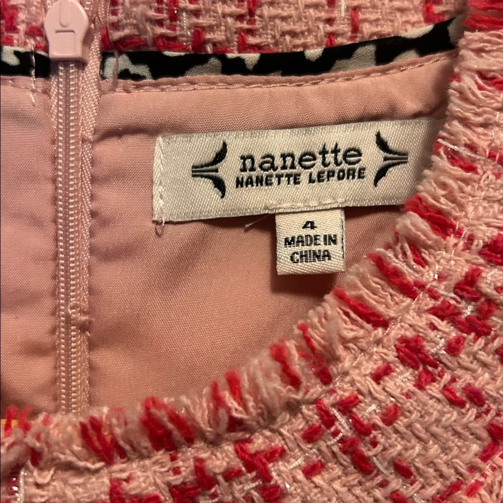 NWT Nanette Lepore Women's SZ 4 Almond Blossom Plaid Tweed LS Sheath Dress $168